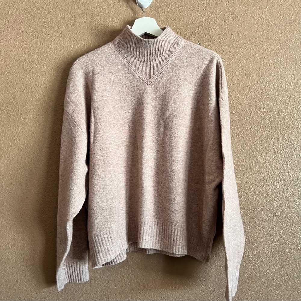 All Saints Asha Oversized Mock Neck Sweater in Tea Rose Color Size Small NWT